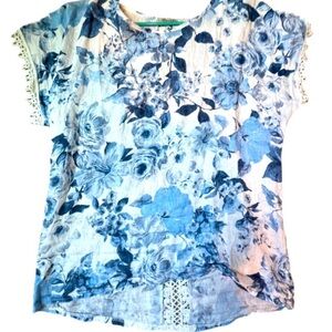 Navy Floral Women's Blouse